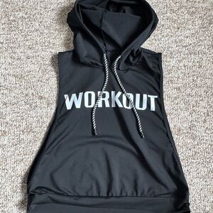 Black Sleeveless Workout Hoodie